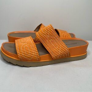 Donald J Pliner Sandals Cait Orange Slide Wedge Mule Shoes Womens Size 7.5